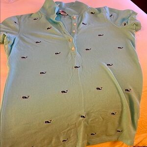 Vineyard Vines Blue Polo Shirt with Whale Print